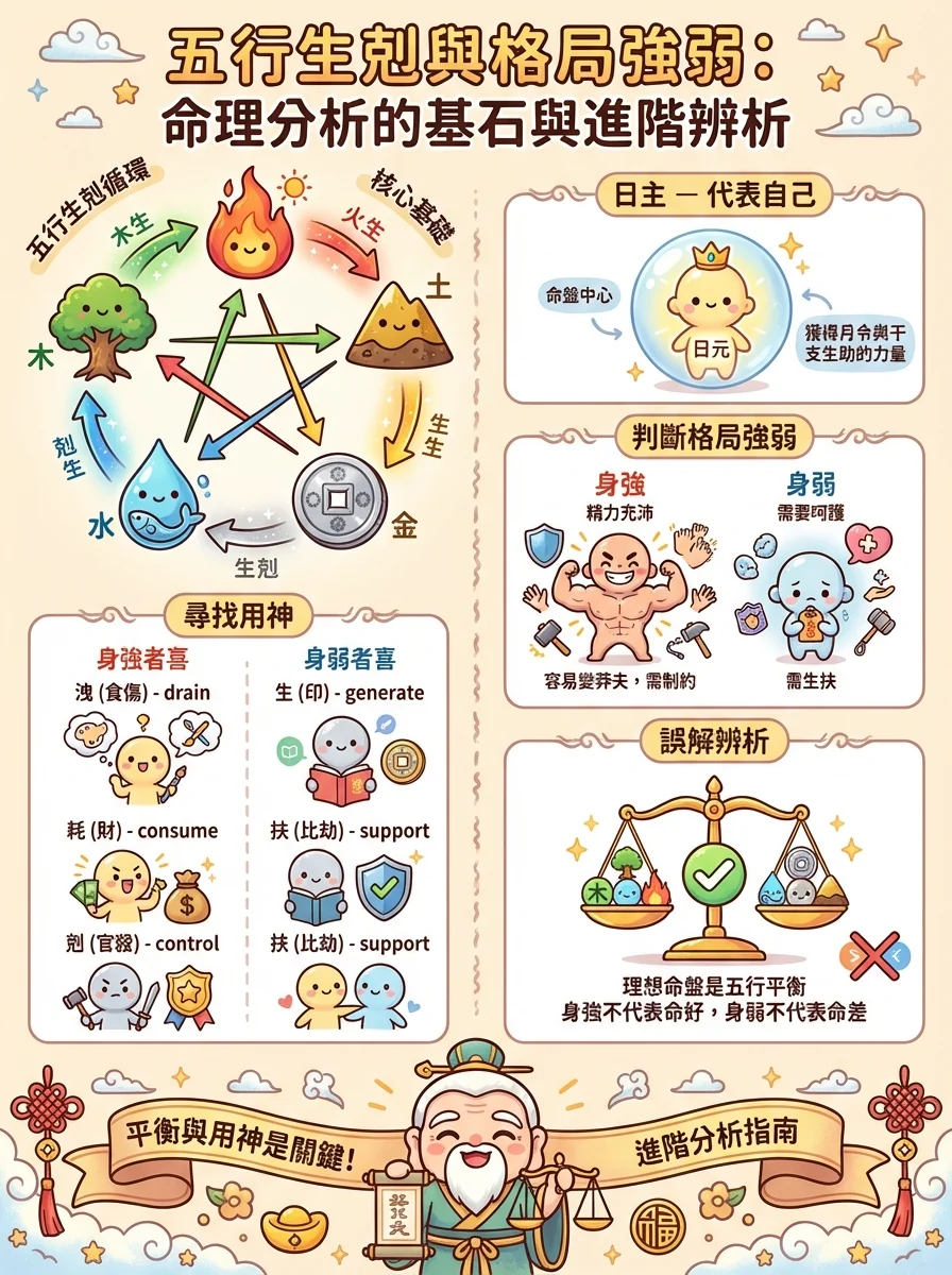 五行生剋與格局強弱：命理分析的基石與進階辨析